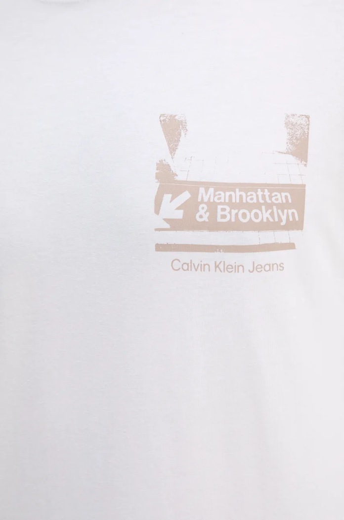 Bavlněné tričko Calvin Klein Jeans bílá J30J326864