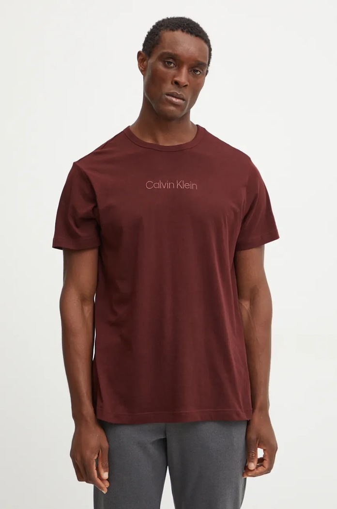 Calvin Klein Underwear tričkové pyžamo pánské bavlněné vrchní hnědá 000NM2748E