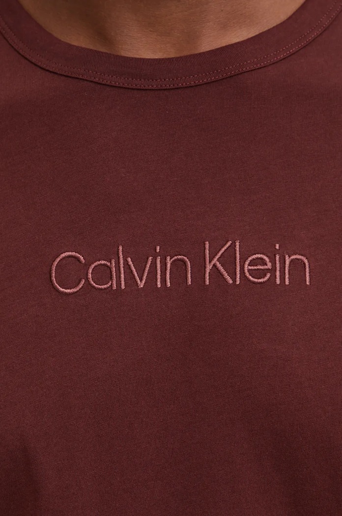 Oblečení Calvin Klein Underwear tričkové pyžamo pánské bavlněné 000NM2748E hnědá