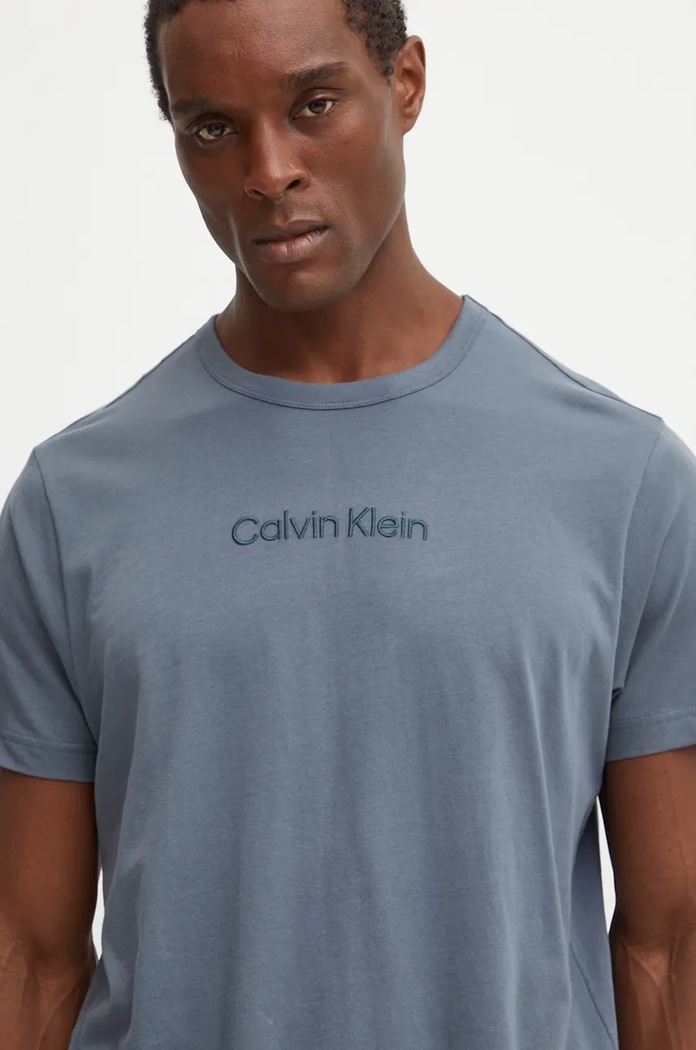Calvin Klein Underwear tričkové pyžamo pánské bavlněné vrchní šedá 000NM2748E