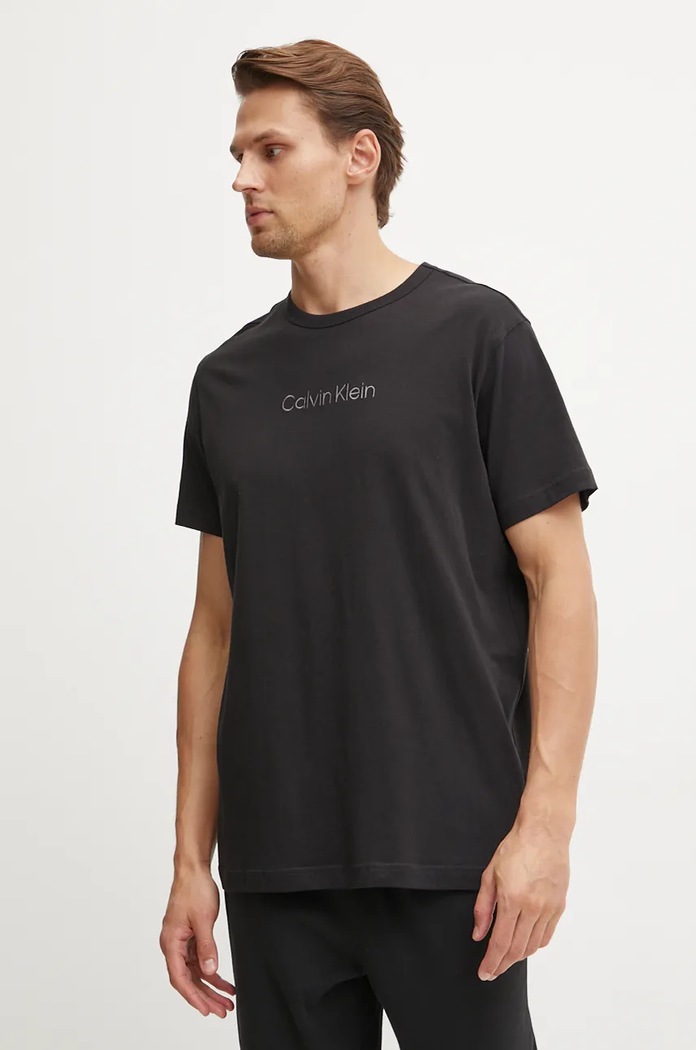Calvin Klein Underwear пижама с къси ръкави мъжка от памук горнище черен 000NM2748E
