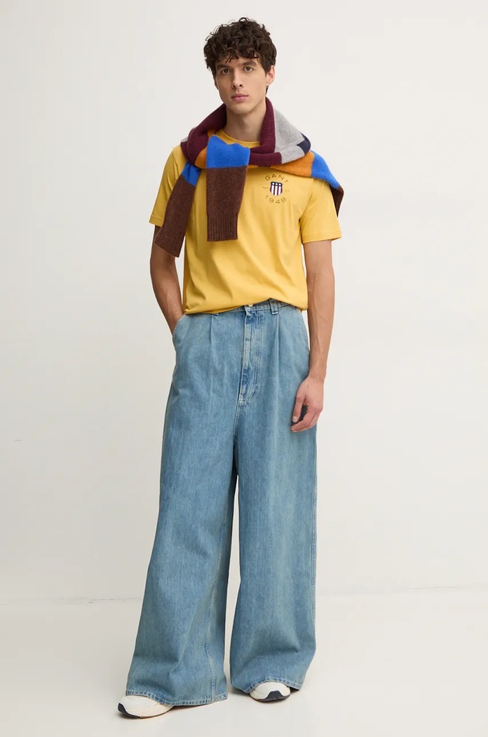 Bavlněné tričko Gant 2003269 žlutá AW24