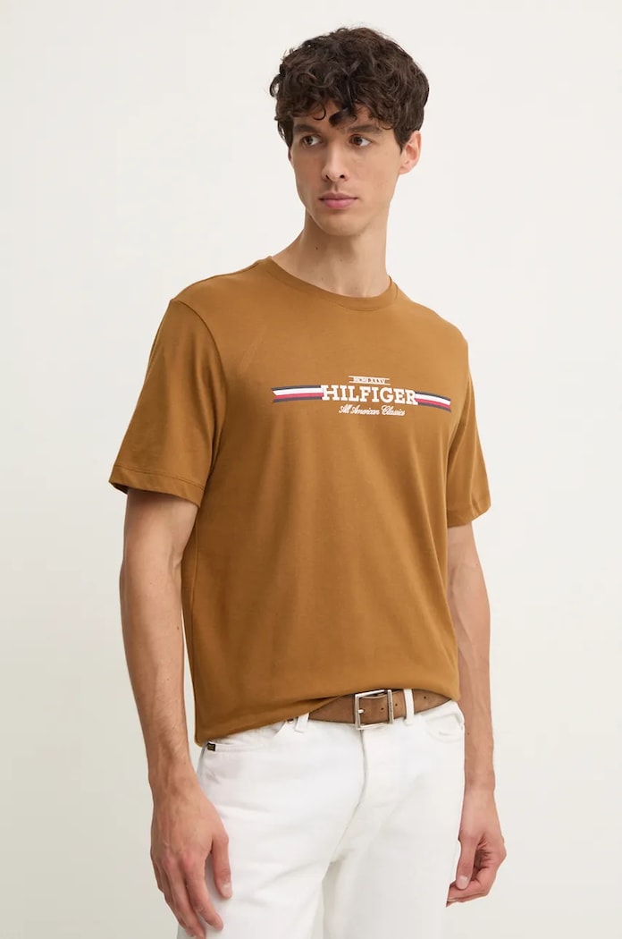 Tommy Hilfiger tricou print maro MW0MW36480