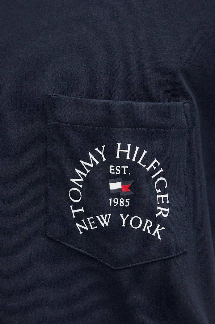 Bombažna kratka majica Tommy Hilfiger MW0MW36481 mornarsko modra