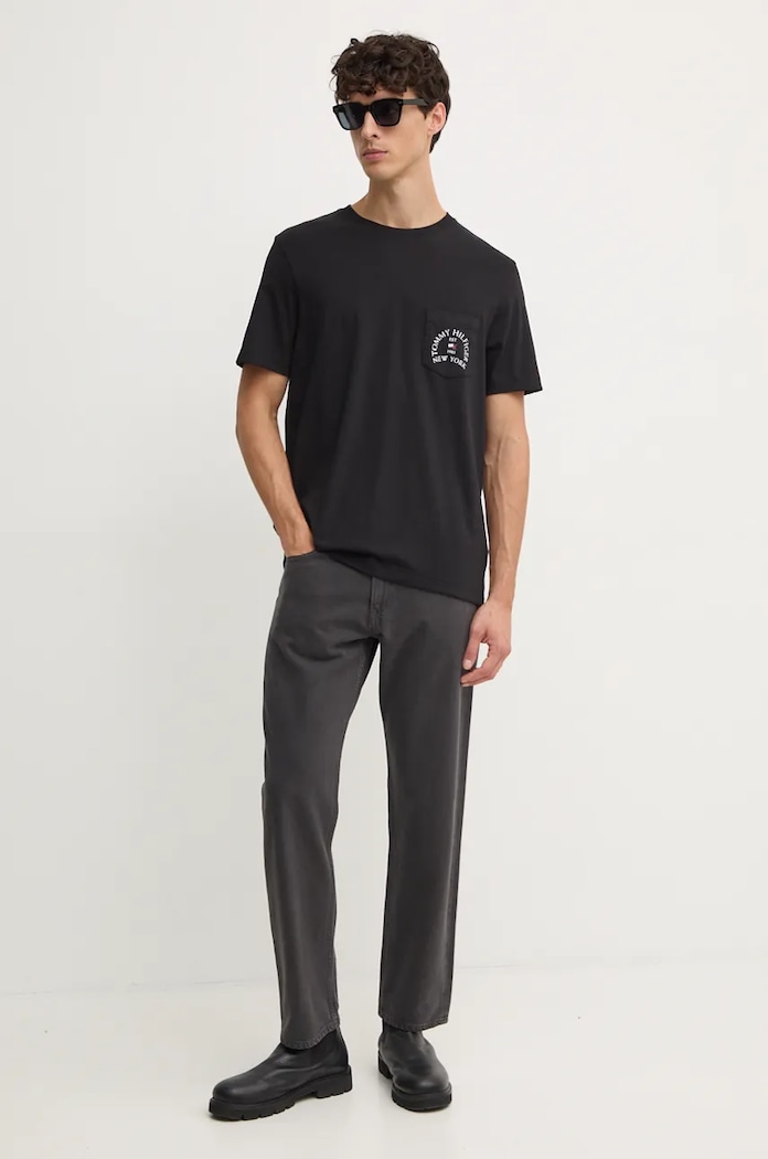 Tommy Hilfiger tricou din bumbac MW0MW36481 negru AW24