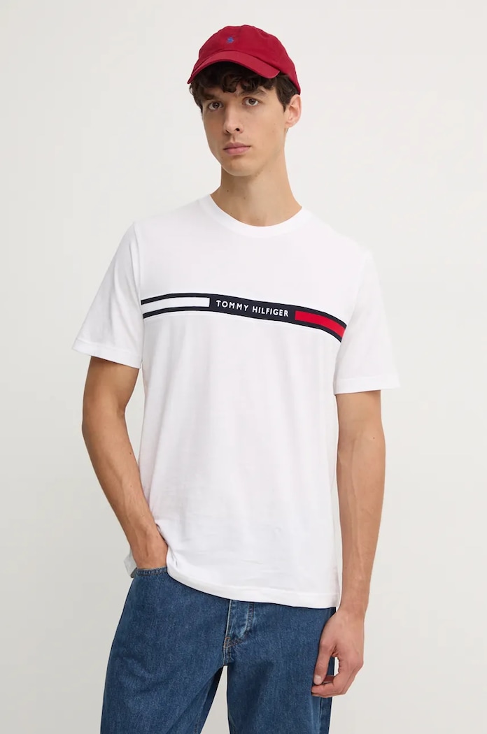 Tommy Hilfiger тениска мъжка от памук щампа бял MW0MW36498