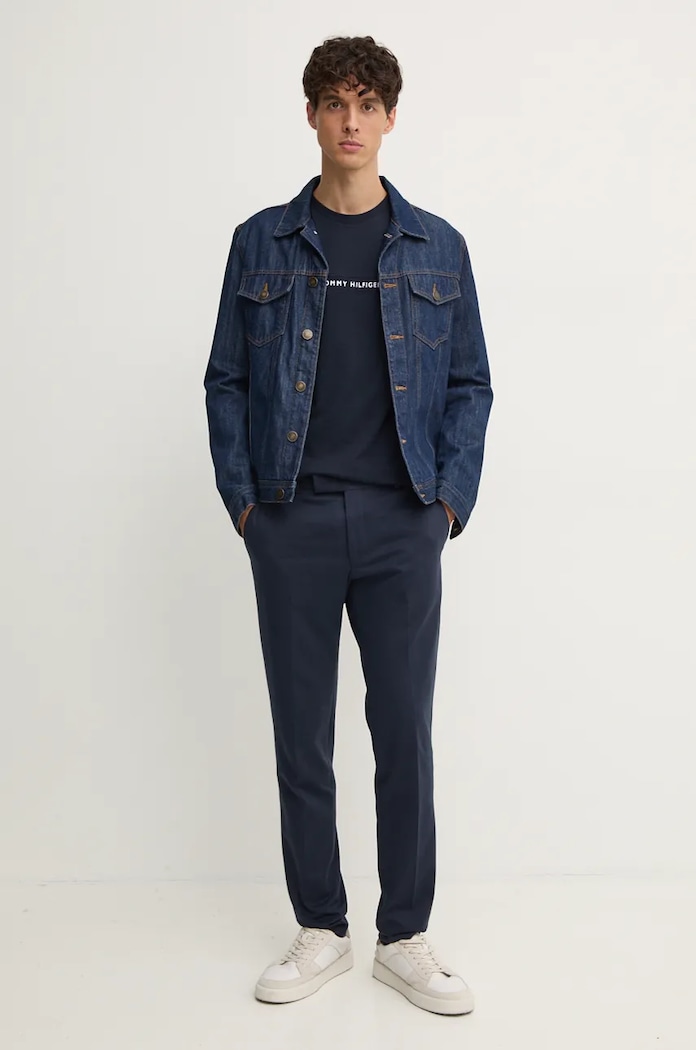 Tommy Hilfiger tričko pánske bavlnené MW0MW36498 tmavomodrá SS26