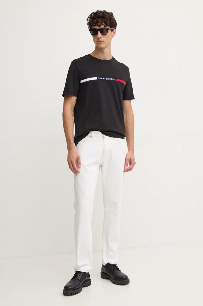 Tommy Hilfiger tričko pánske bavlnené MW0MW36498 čierna SS26
