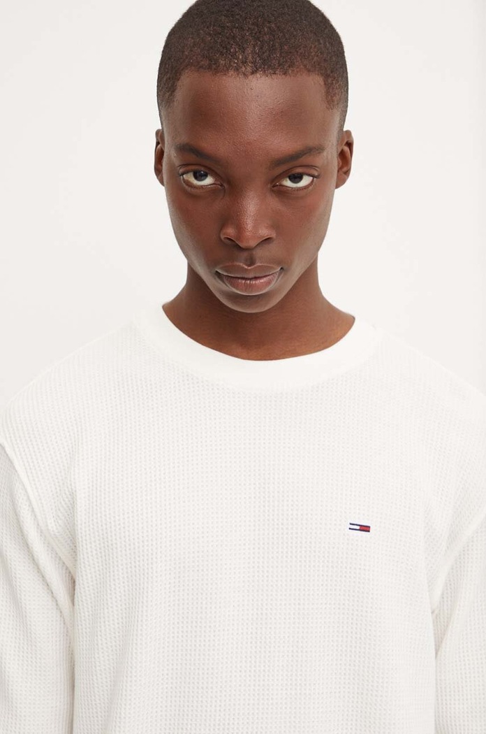 Tričko s dlouhým rukávem Tommy Jeans kulatý béžová DM0DM19216
