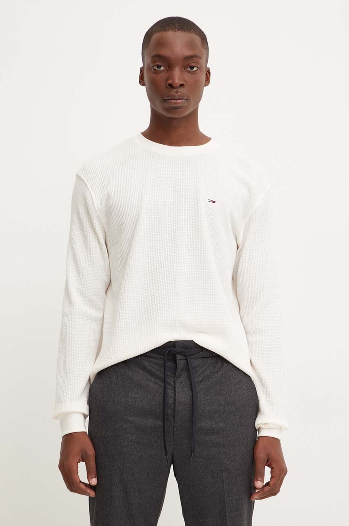 Tričko s dlouhým rukávem Tommy Jeans DM0DM19216 béžová AW24