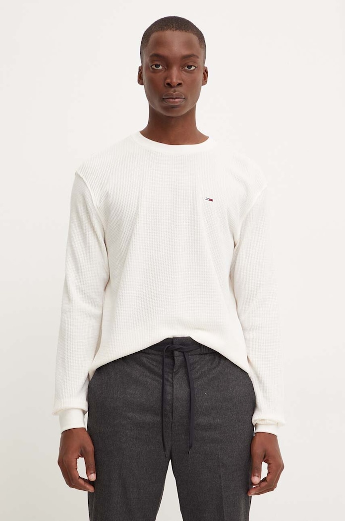 Tričko s dlouhým rukávem Tommy Jeans DM0DM19216 béžová AW24