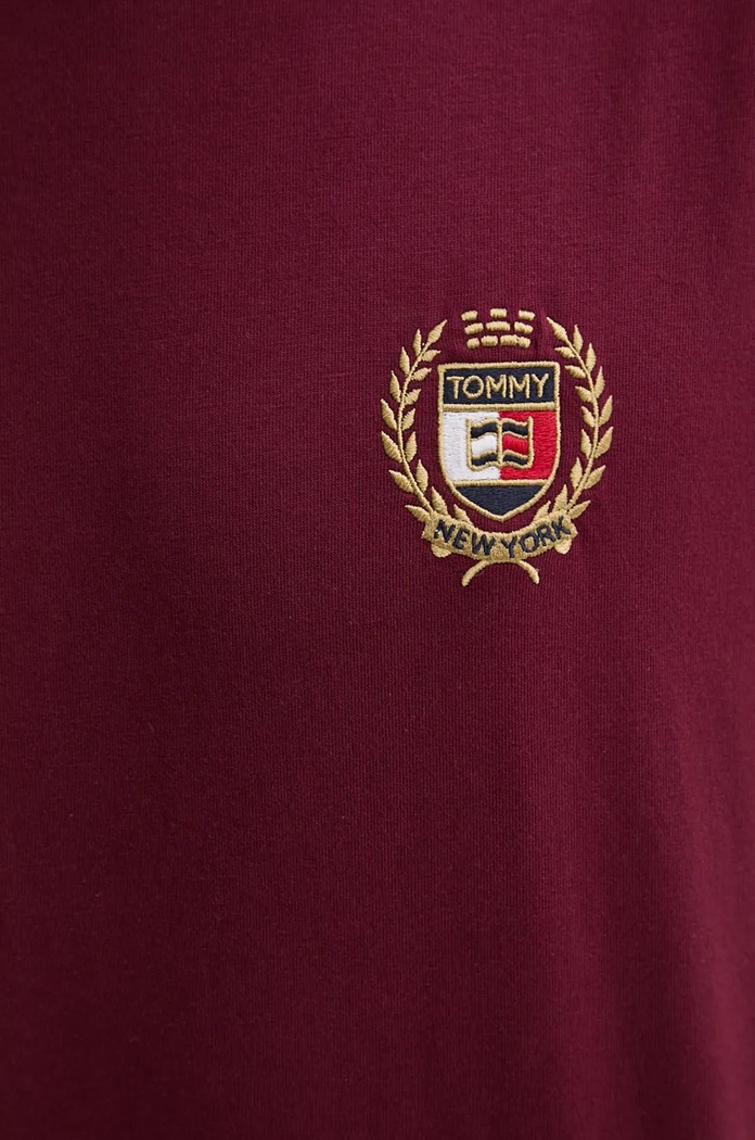 Tommy Jeans tricou din bumbac DM0DM19687 burgundia
