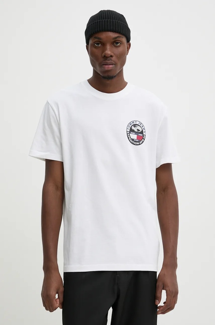 Tommy Jeans t-shirt bawełniany nadruk biały DM0DM19702