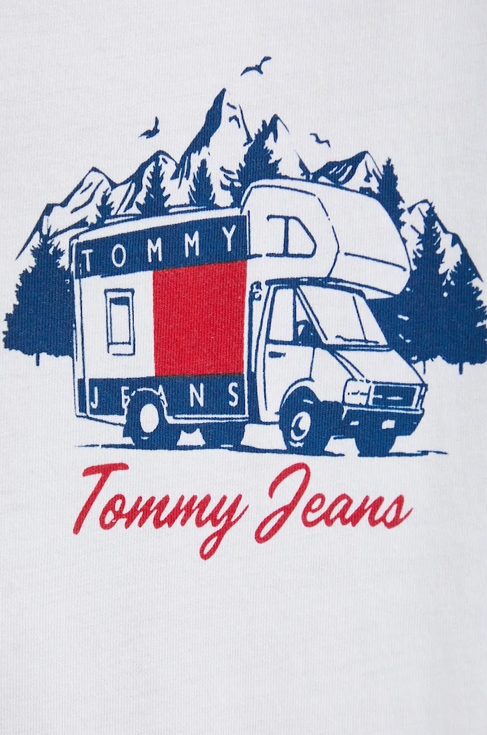 Βαμβακερό μπλουζάκι Tommy Jeans DM0DM19704 λευκό