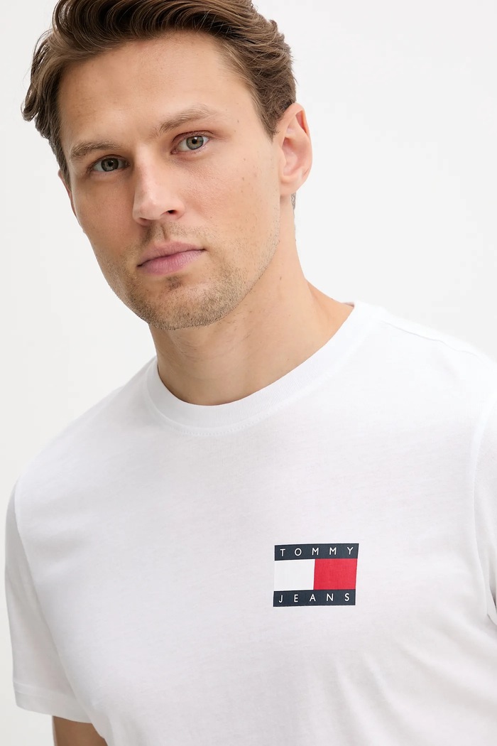 Odzież Tommy Jeans t-shirt męski bawełniany DM0DM20740 biały