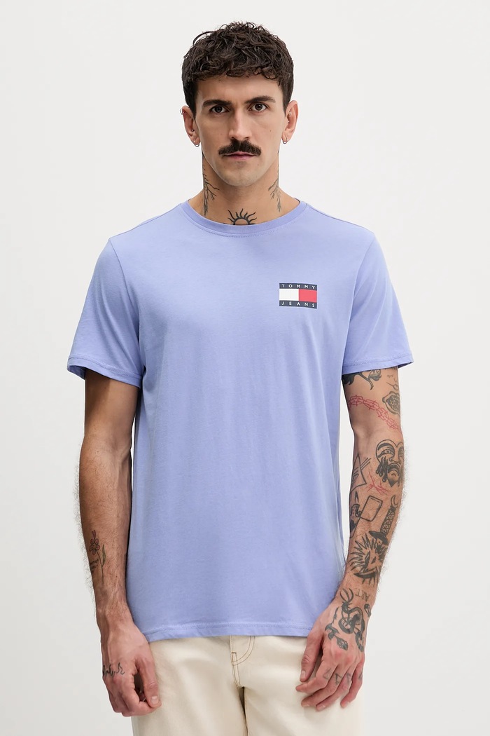 Tommy Jeans tricou bărbătesc de bumbac print albastru DM0DM20740