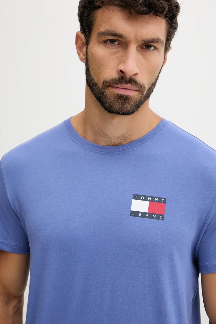 Odzież Tommy Jeans t-shirt męski bawełniany DM0DM20740 niebieski
