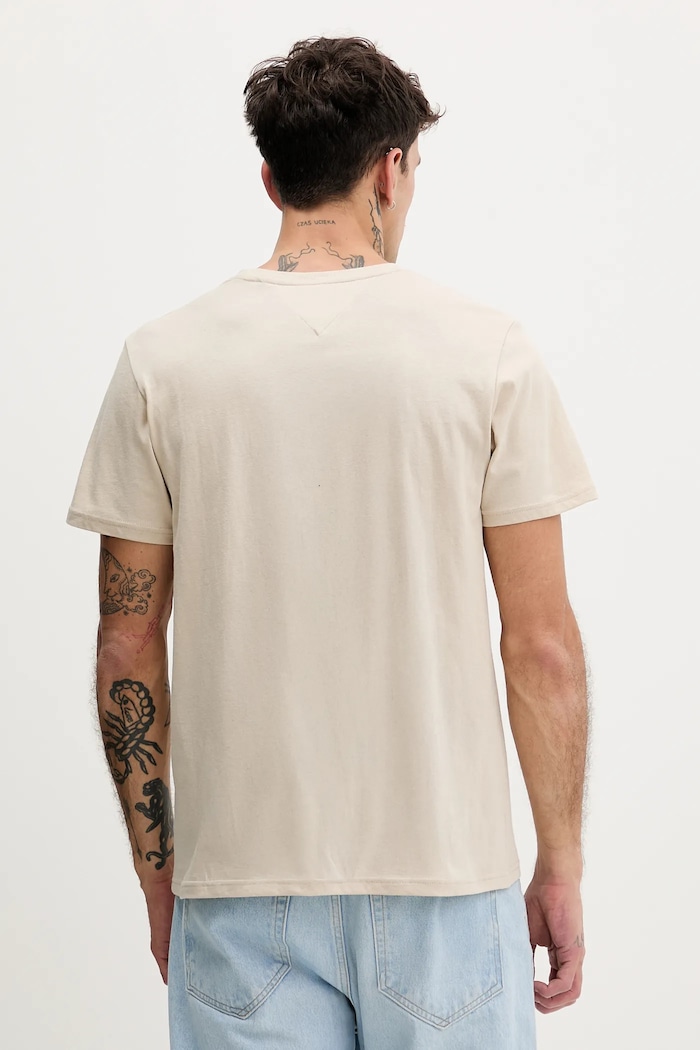Îmbrăcăminte Tommy Jeans tricou bărbătesc din bumbac DM0DM20740 bej