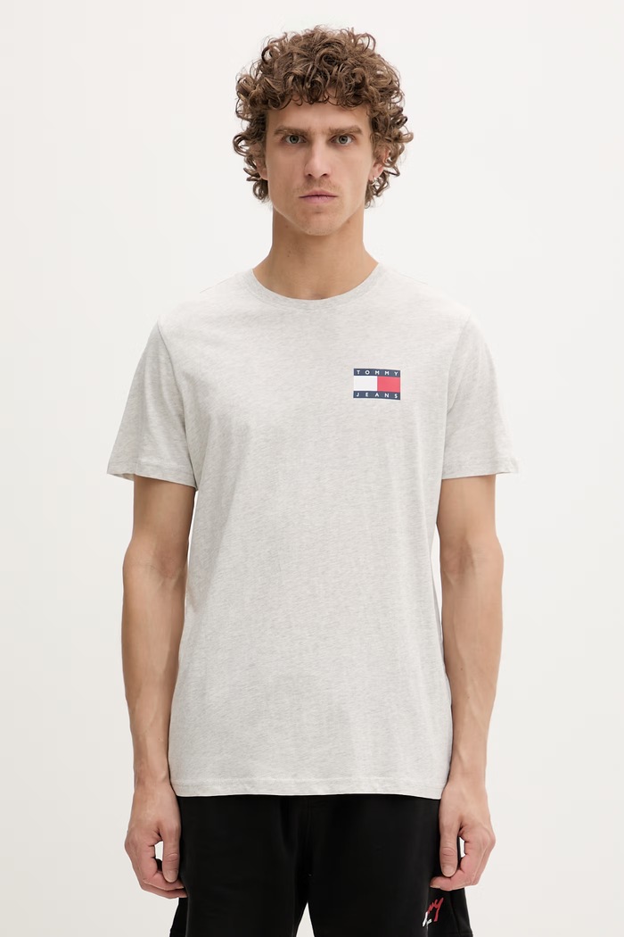 Tommy Jeans tričko pánske bavlnené sivá DM0DM20740