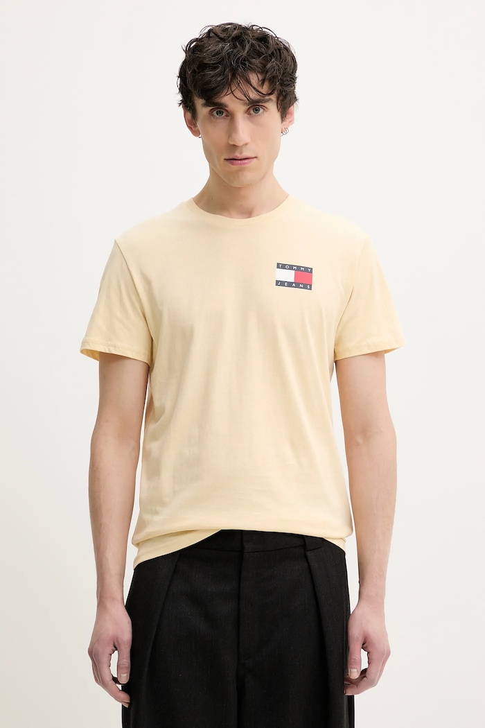 Tommy Jeans T-shirt ανδρικό βαμβακερό κίτρινο DM0DM20740