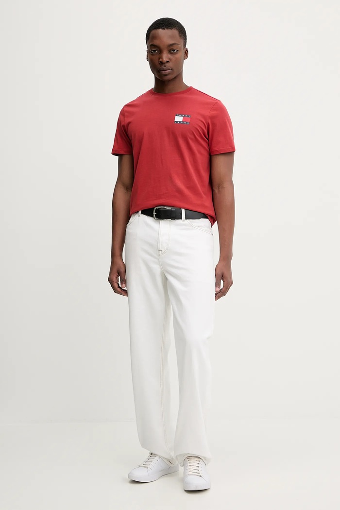 Tommy Jeans tričko pánské bavlněné DM0DM20740 červená AA00