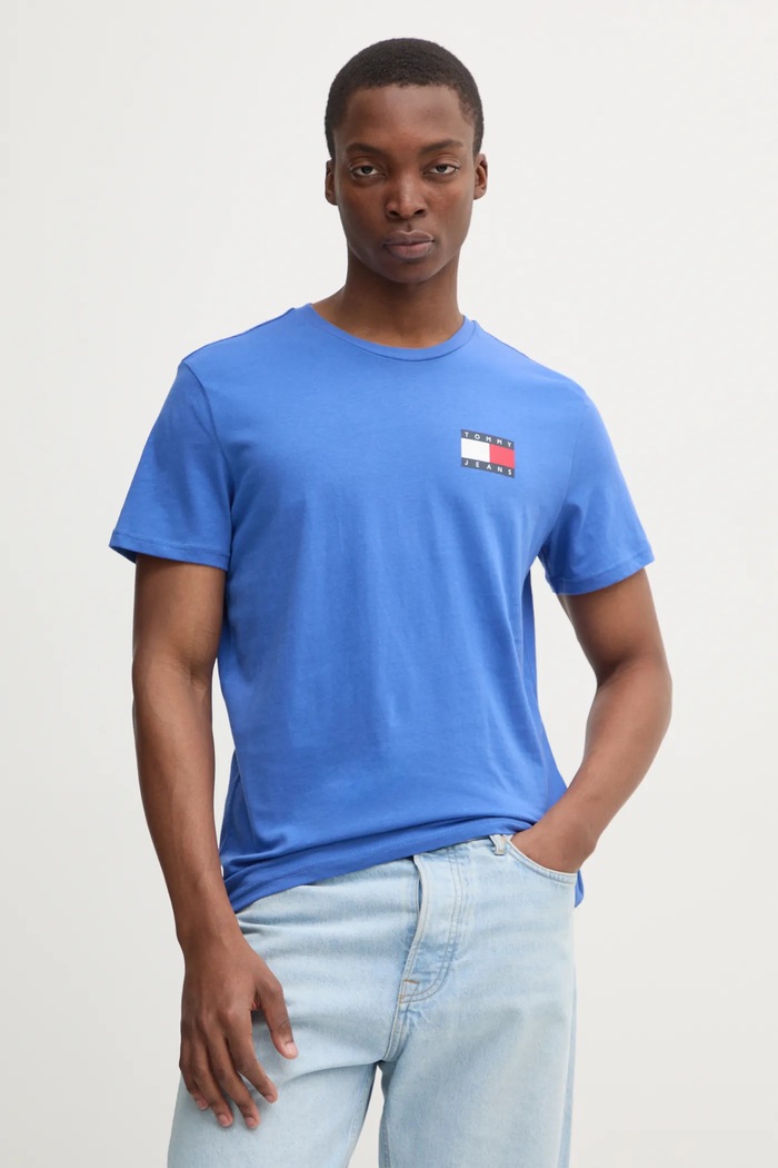 Tommy Jeans tričko pánské bavlněné potisk fialová DM0DM20740