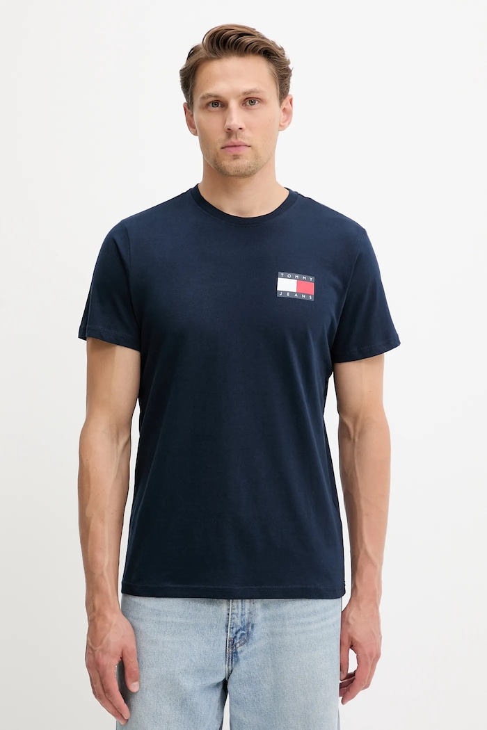 Tommy Jeans tričko pánske bavlnené potlač tmavomodrá DM0DM20740