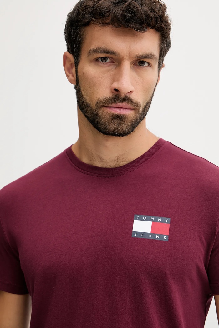 Дрехи Tommy Jeans тениска мъжка от памук DM0DM20740 бордо