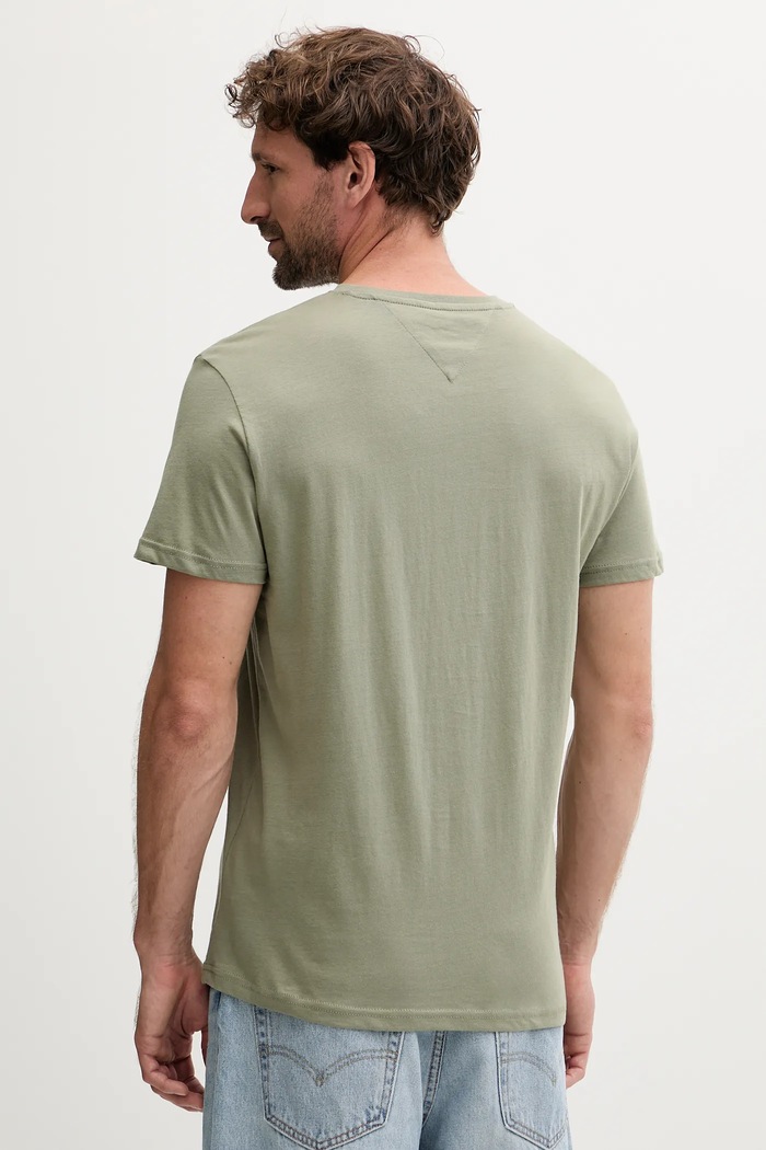 Tommy Jeans t-shirt ανδρικό βαμβακερό DM0DM20740 πράσινο AA00