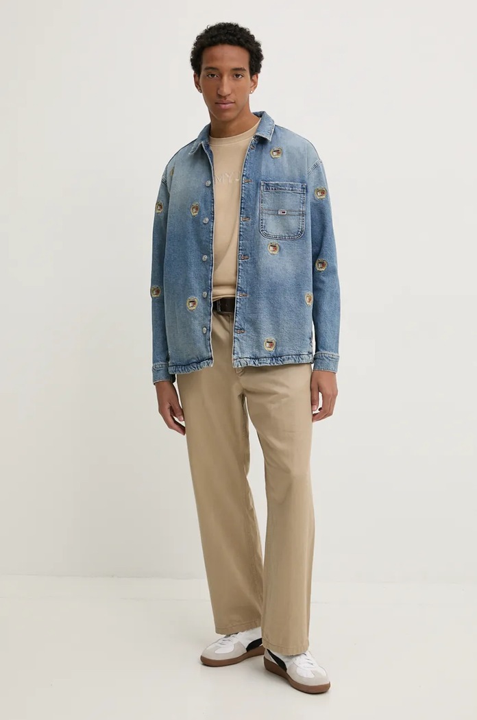 Bavlněné tričko Tommy Jeans DM0DM20754 béžová AW24