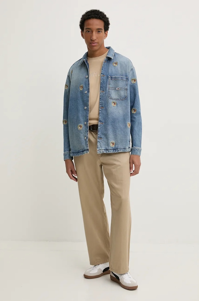 Bavlněné tričko Tommy Jeans DM0DM20754 béžová AW24