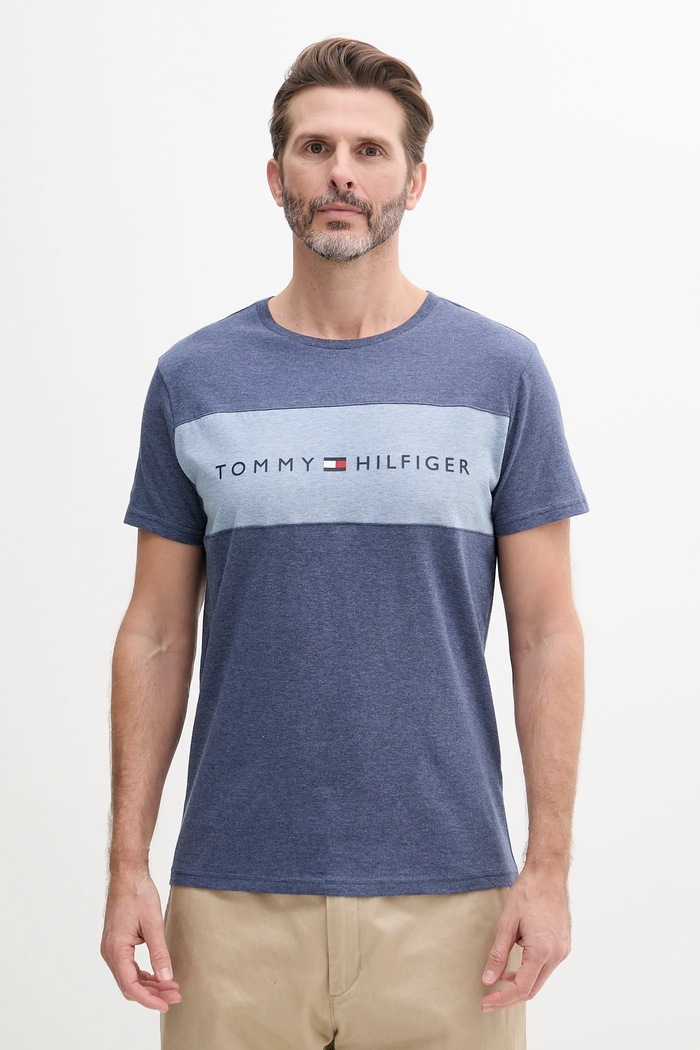 Tommy Hilfiger t-shirt bawełniany niebieski UM0UM03418