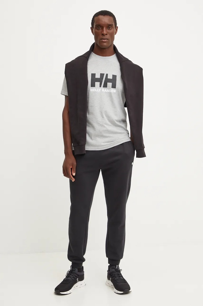 Bavlněné tričko Helly Hansen HH LOGO 30396 šedá AW24