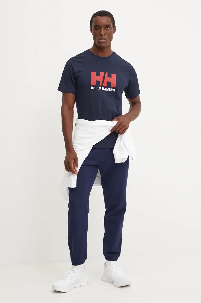 Helly Hansen Bavlněné tričko Helly Hansen HH LOGO 30396 námořnická modř AW24