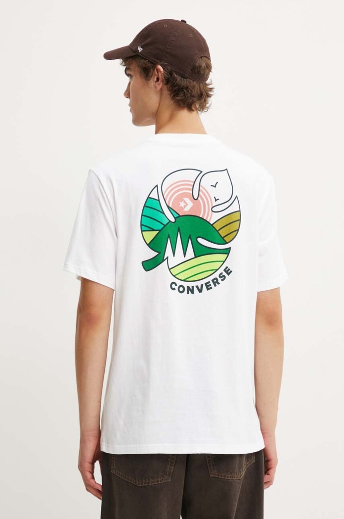 Bavlněné tričko Converse bílá 10026672.A01
