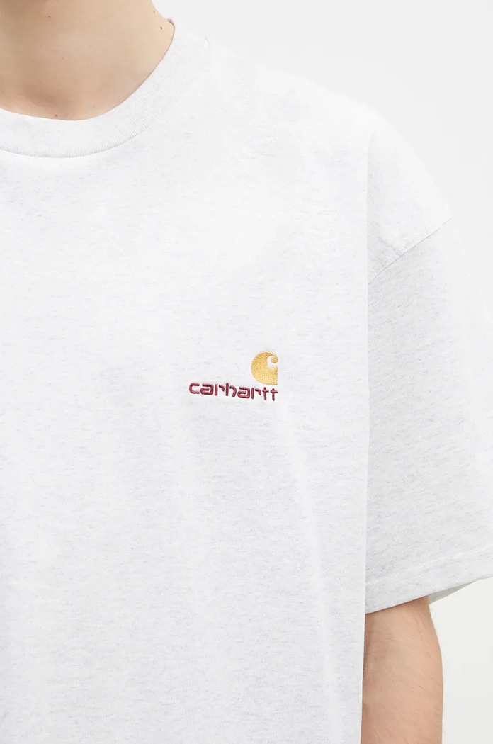 Bavlněné tričko Carhartt WIP S/S American Script šedá I029956.482XX