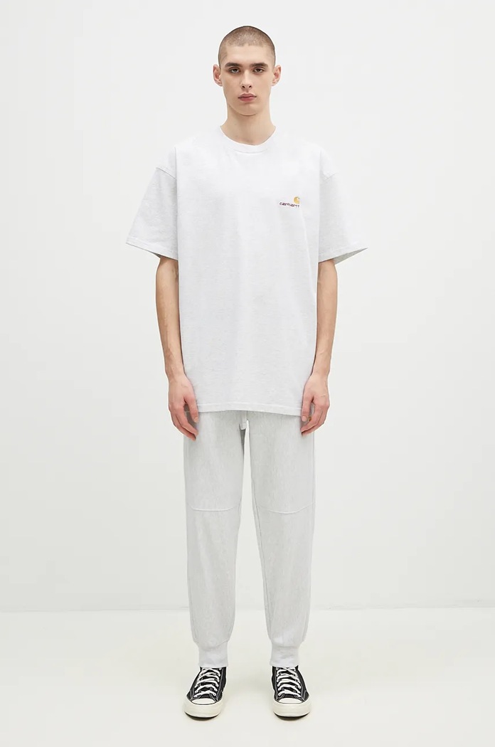 Bavlněné tričko Carhartt WIP S/S American Script I029956.482XX šedá