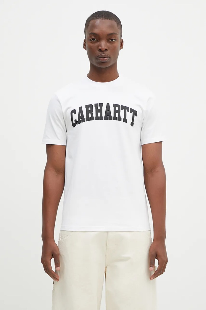 Carhartt WIP t-shirt ανδρικό βαμβακερό κανονικό λευκό I034851.00AXX