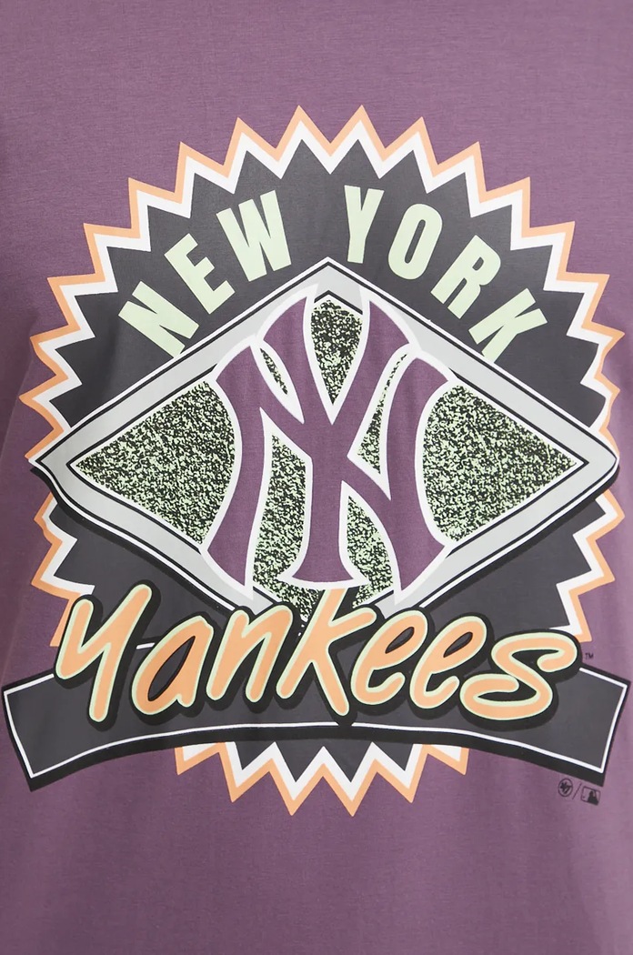 47 brand t-shirt bawełniany MLB New York Yankees BB017TEMIME634148II fioletowy