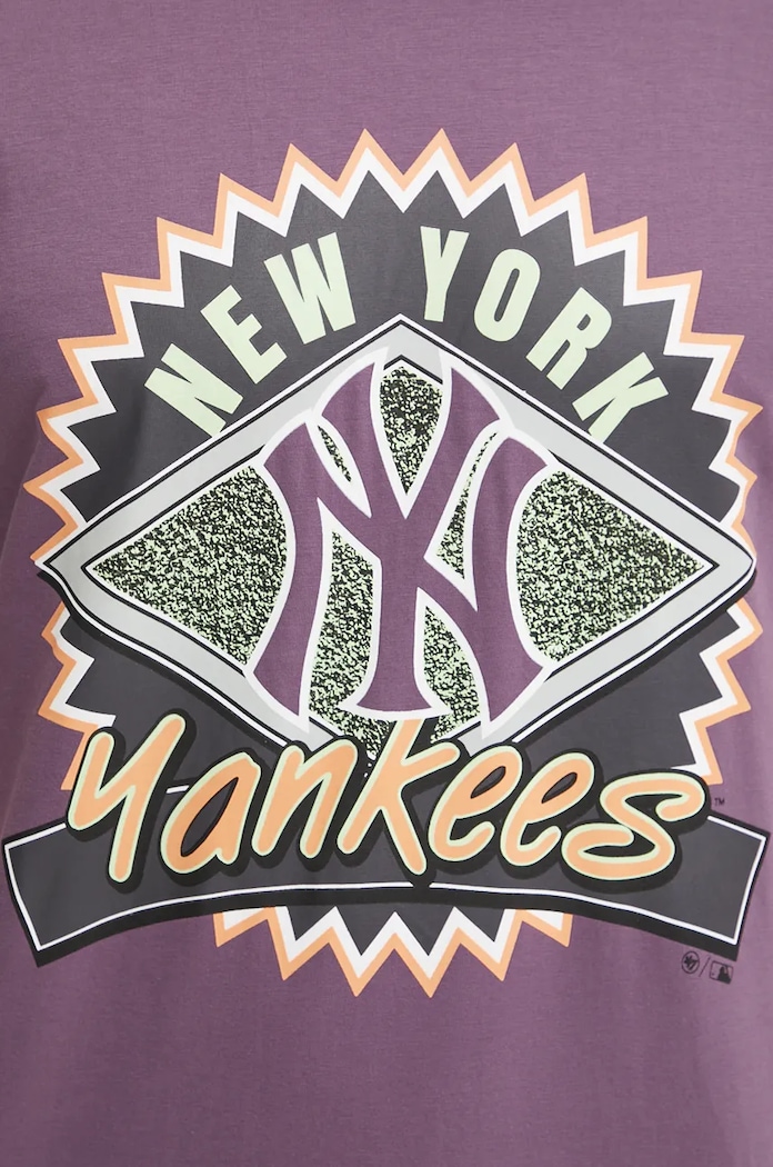 47 brand t-shirt bawełniany MLB New York Yankees BB017TEMIME634148II fioletowy