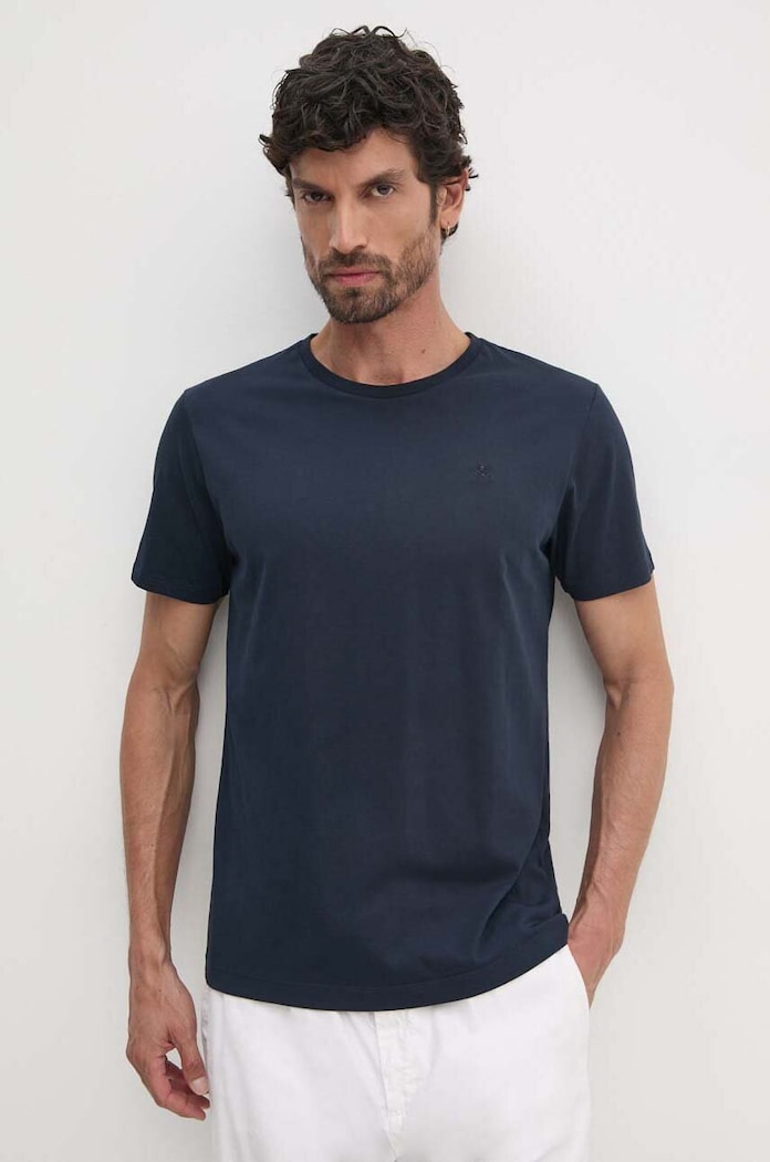 Hackett London tricou din bumbac uni bleumarin HM500775