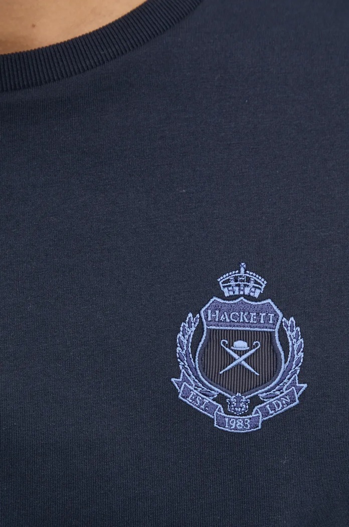Bavlněné tričko Hackett London HM500846 námořnická modř