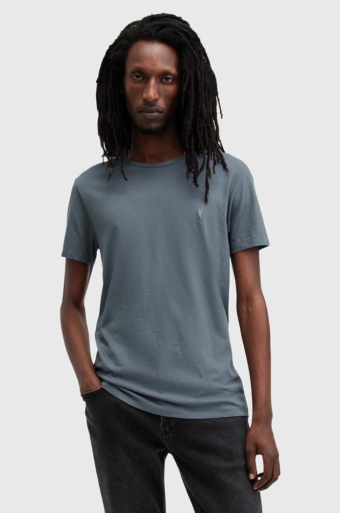 Bavlněné tričko AllSaints TONIC slim modrá M028JB