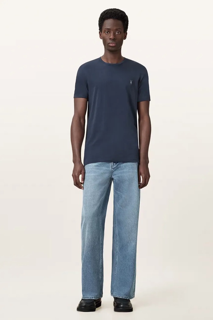 Odzież AllSaints T-shirt basic męski bawełniany M028JB granatowy