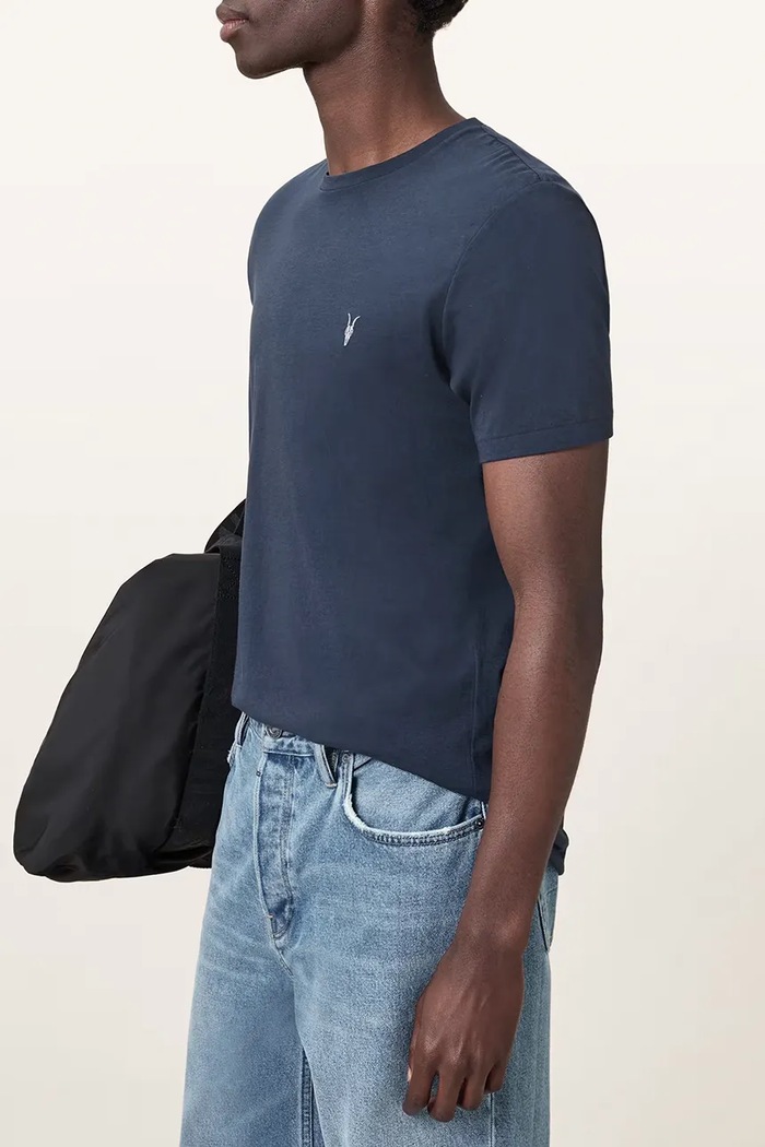 T-shirt basic męski bawełniany AllSaints M028JB granatowy