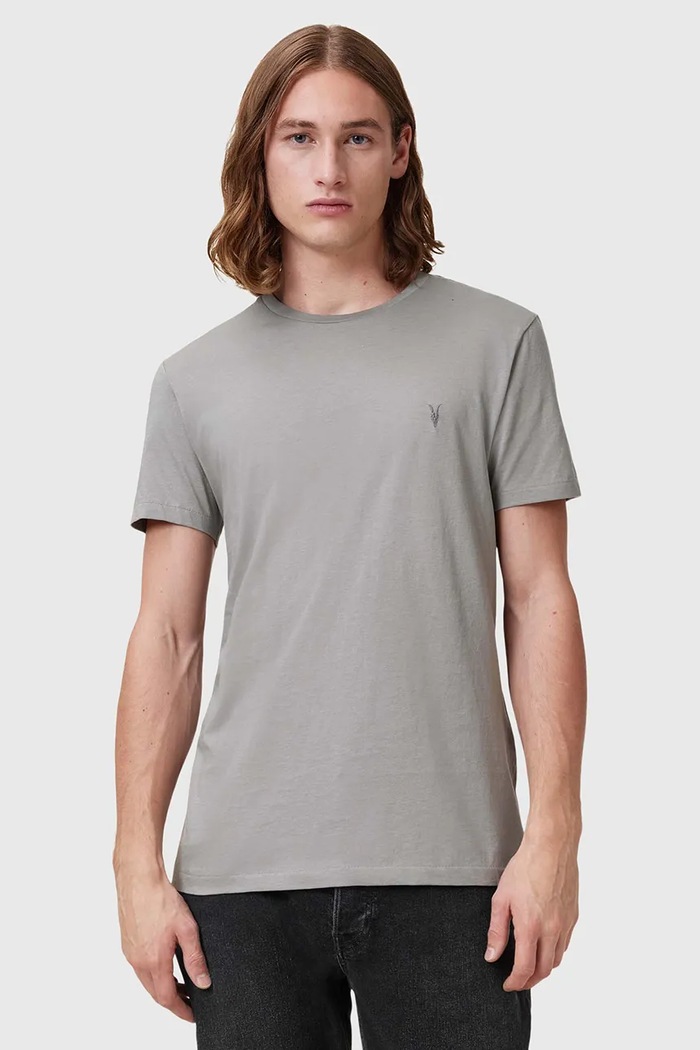 Pamučna majica AllSaints TONIC bez uzorka siva M028JB