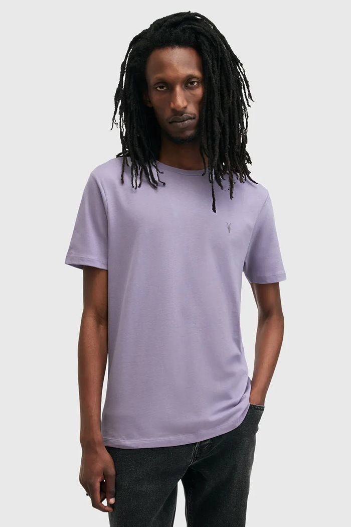 Βαμβακερό μπλουζάκι AllSaints BRACE slim μωβ M030JB