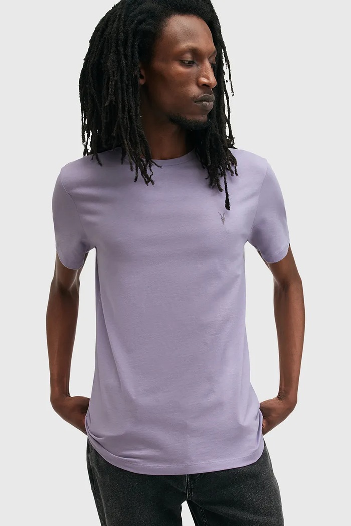 Βαμβακερό μπλουζάκι AllSaints BRACE M030JB μωβ