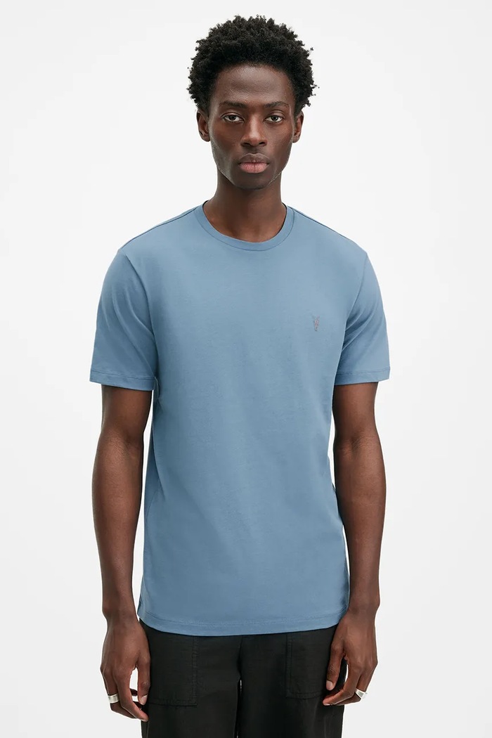 Bavlněné tričko AllSaints BRACE slim modrá M030JB