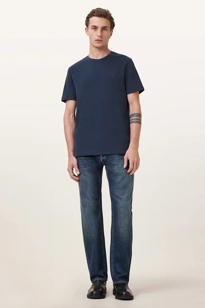Odzież AllSaints T-shirt basic męski bawełniany M030JB granatowy